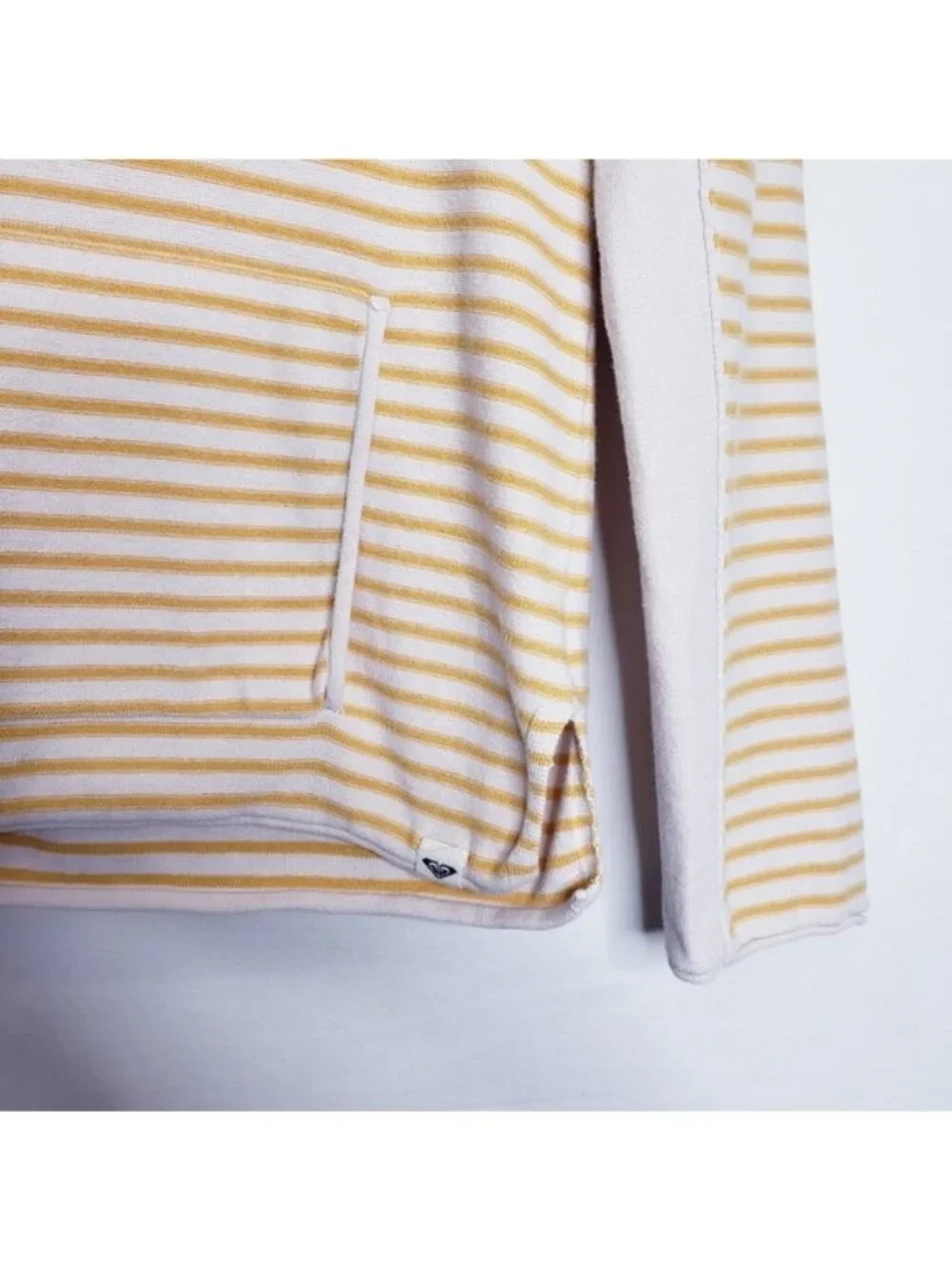 Roxy Yellow Striped V-Neck Beach Pullover Lightweight Hoodie Girls Youth Size XL
